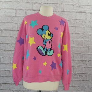 Vintage 90s Reworked Disney Mickey Mouse Star Applique Patch Pullover Sweatshirt